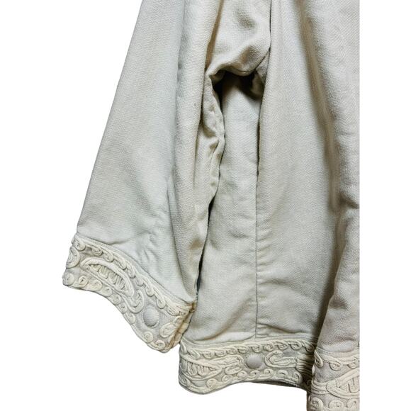 Coldwater Creek Open Front Long‎ Sleeve Linen Jacket Cream Women's Size 14 - Picture 7 of 8